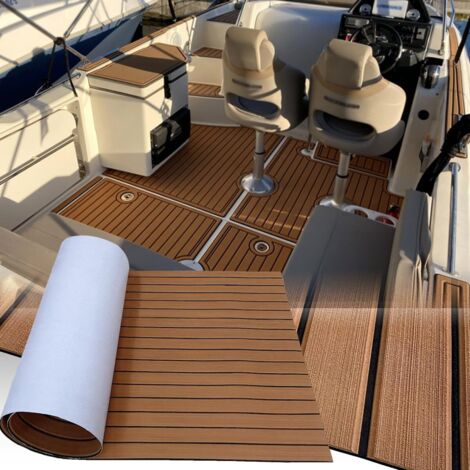 1 Tapis Sol Antidérapant Eva Mousse Adhésif Imitation Teck 240x112cm Pour Bateau Yacht Piscine