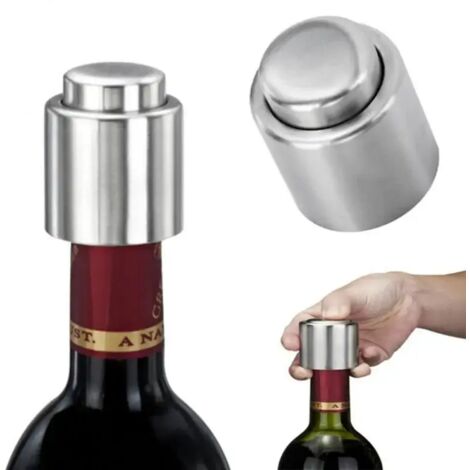 1 tapón de botella de vino vacío de acero inoxidable, tapón de vino tinto, sellador de tapa de botella, herramienta de barra, accesorio de cocina grande