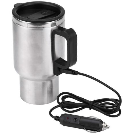 1. Tasse chauffante électrique 12V 450 ml, acier inoxydable pour voiture, mug voyage café thé, réchaud auto portable.