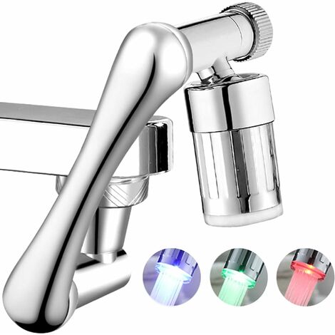 1-teiliger schwenkbarer Wasserhahn-Auslauf, Wasserhahn-Luftsprudler mit LED-Licht, Küchen-Badezimmer-Wasserhahn-Luftsprudler mit verstellbarem Knopf