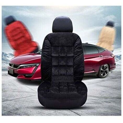 1-teiliges Universal-Autositzbezug-Set, Universal-Autositzbezüge für Vordersitze, verdicktes Plüsch-Autositzkissen (Schwarz)