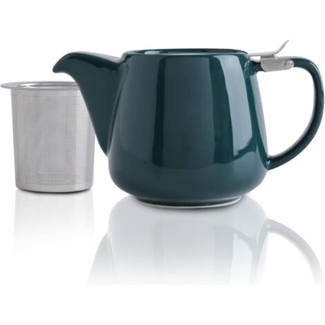 1 Théière, Porcelaine, 1200 ml, Infuseur amovible, Acier inoxydable, Couvercle, Pour 4 à 6 tasses