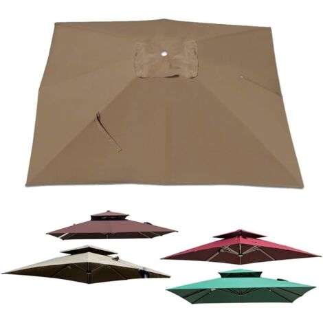 1 - Toile De Rechange - Parasol Carré - Protection UV30+ Et Imperméable - Pour Terrasse Jardin Piscine - Khaki - 250x250cm
