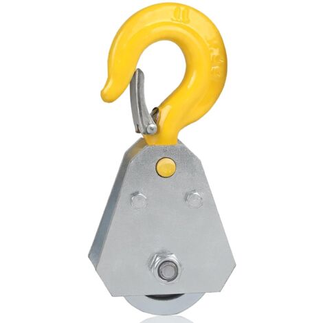 1 Ton Lifting Pulley Idler Pulley Suitable for 16mm Rope Loading and Pull with Swivel Hook and Latch Bearings