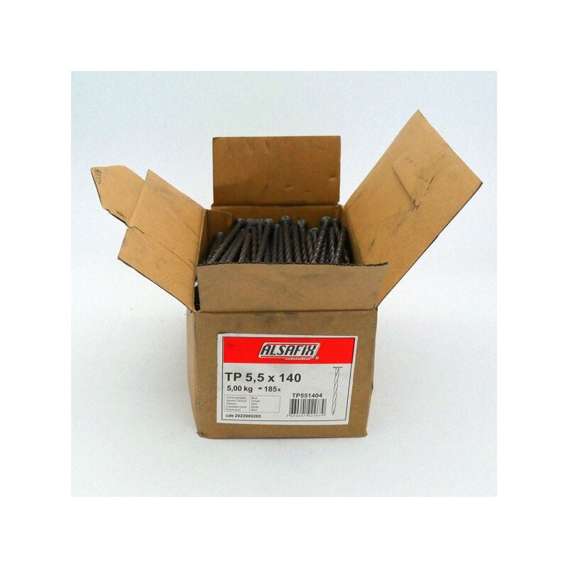 Alsafix - 5 kg de pointes tp ct 5,5x140 tête plate carré torsadée