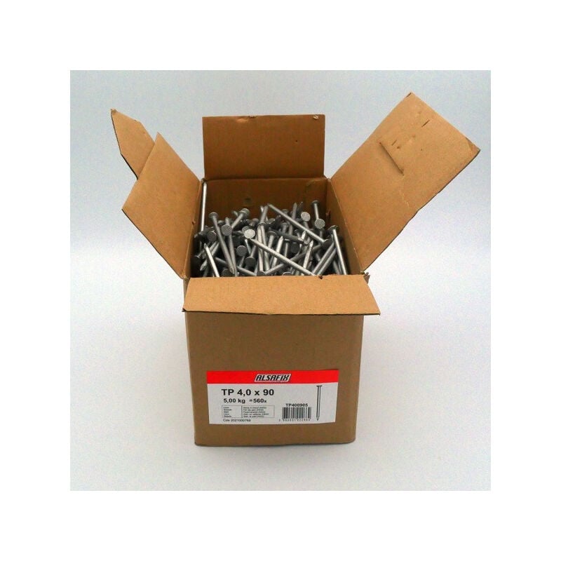 5 kg de pointes Alsafix tp hdg 4,0x90mm tête plate lisse galvanisée