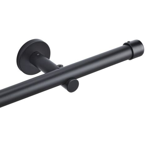 1 Tringle à rideau murale 20 mm acier inoxydable Noir (Assemblage requis, set de 2 pièces) -400cm