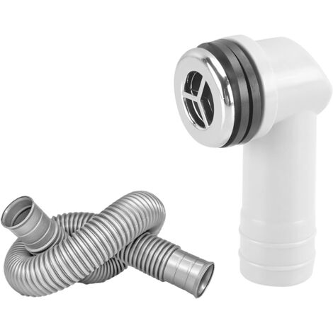 1 tubo de rebosadero para lavabo de cerámica, conexión redonda de 29x29 mm, longitud del tubo: 450 mm.