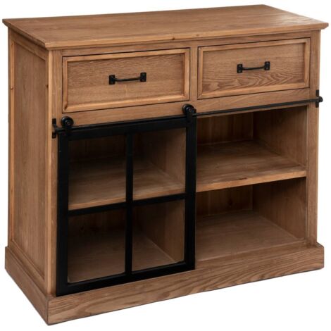1-türiges Sideboard Danik - Holz & gehärtetes Glas