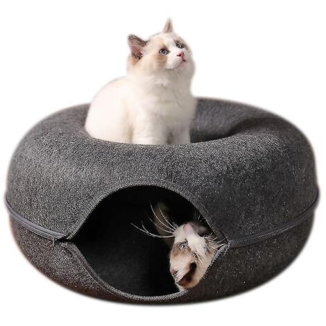 1 Tunnel pour chat en forme de donut (gris foncé)