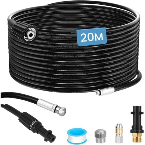 1 Tuyau Déboucheur 20m, Buses Rotative Et Jet, 400 Bar, Pour Karcher K2-K7, Lavor, Bosch