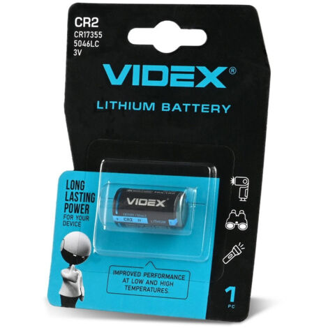 1 unidad. Batería de litio Videx CR CR2 de 3 V y 800 mAh, duradera y potente.