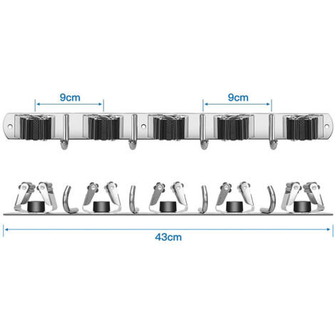 1 unidad, soporte de pared para escoba y fregona, gancho antideslizante para escoba, almacenamiento estable para escoba/fregona, adecuado para cocina/jardín/garaje/lavadero/decoración de pared, organi