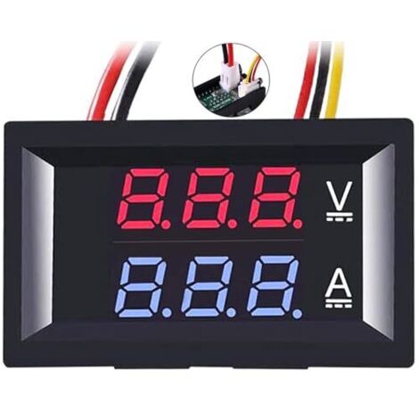 1 Unidad Voltímetro Amperímetro Digital 0,28", Probador de Voltaje y Corriente DC 100V 10A, Panel Dual LED Azul y Rojo 0,28", 3 Dígitos