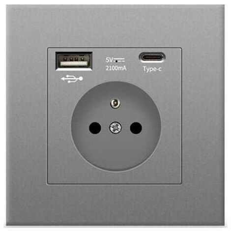 1 USB + Type-C Wall Socket 5V 2.1A – EU AC 110-250V Charger for Smartphone & Tablet