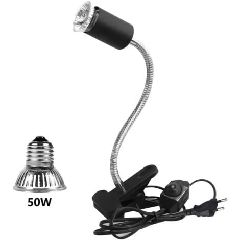 MEMKEY 1 UVA UVB 50W Bulb Reptile Lamp Heater Terrestrial Tortoise Lamp with Long Base 360° Rotation for Reptiles and Amphibians [Energy Class A+]