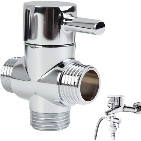 1 vanne 3 voies, laiton massif, finition chromée, raccords mâles g1/2, pour douche à main et pommeau fixe