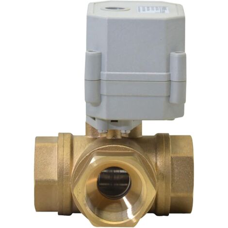 1 Vanne à bille motorisée 3 voies DN20, Laiton 9-24V AC/DC, IP67 pour HVAC et eau