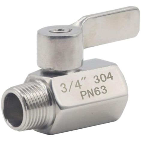 1 Vanne à boisseau sphérique, Acier inoxydable 304, Filetage NPT mâle et femelle, DN20, Pour pipeline industriel