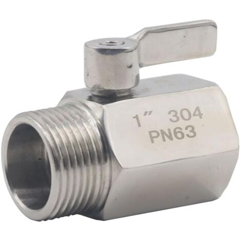 1 Vanne à boisseau sphérique, Acier inoxydable 304, Filetage NPT mâle femelle, DN25 2,5 cm, Pour pipeline industriel