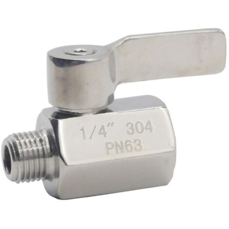 1 Vanne à boisseau sphérique DN8, Acier inoxydable 304, Filetage NPT mâle et femelle, Robinet d'arrêt pour pipeline