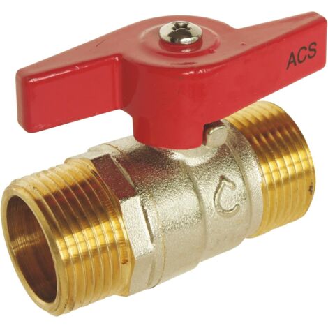 1 vanne à sphère,double mâle 3/4",manette papillon,laiton cw617n,joints toriques,eau chaude et froide