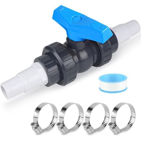 1 Vanne Piscine, Robinet D'arrêt 1 1/2", Raccord Tuyau 32-38mm, Accessoires Piscine Pour Filtration