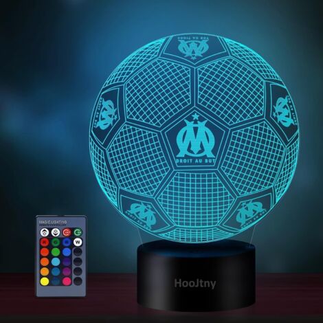 1 Veilleuse Football, Effet 3D, 16 Couleurs LED, Rechargeable USB, Décoration Chambre Enfant