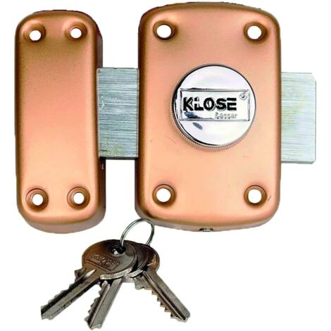 1 Verrou à bouton, Trous 70x38 mm, Cylindre 45 mm, 3 Clés incluses, Sécurité maison