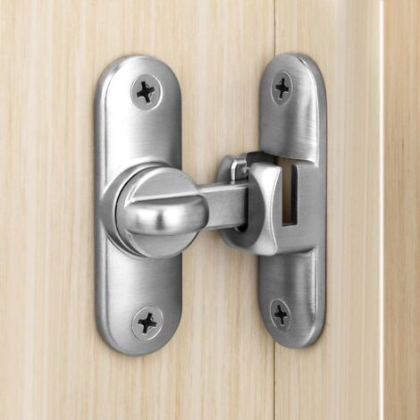 1 Verrou De Porte Coulissante 90/180 Degrés Alliage De Zinc Argenté Pour Grange Cuisine