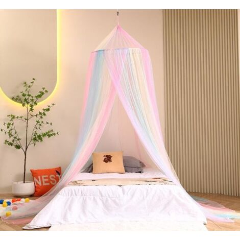 1 wunderschönes Regenbogen-Moskitonetz fürs Bett, farbenfrohes Märchenprinzessinnenzelt