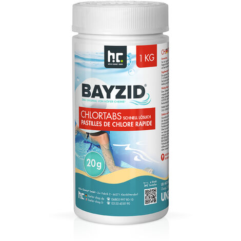 12 x 1 kg 1 Kg Bayzid® Pastilles de chlore choc (20g)