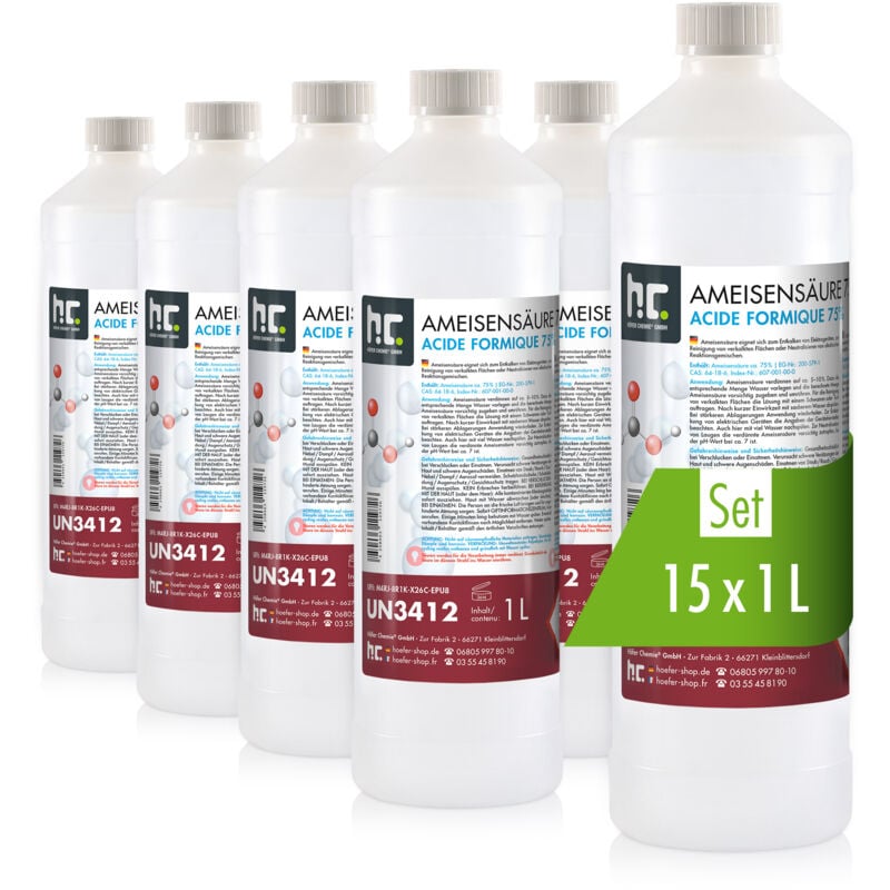 Höfer Chemie Acide formique 75% Höfer Chemie® de qualité technique en bouteille de 1 l 15 l (en)