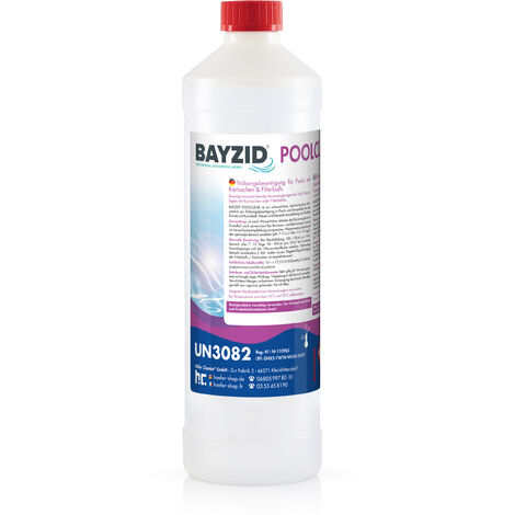 1 x 1 Litre BAYZID® Poolclear - Élimination de la turbidité de l´eau pour piscines à cartouches et balles filtrantes