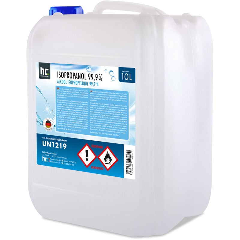 1 x 10 l Isopropanol 99,9% ipa Alcool isopropylique de Höfer Chemie - parfait comme solvant et dégraissant