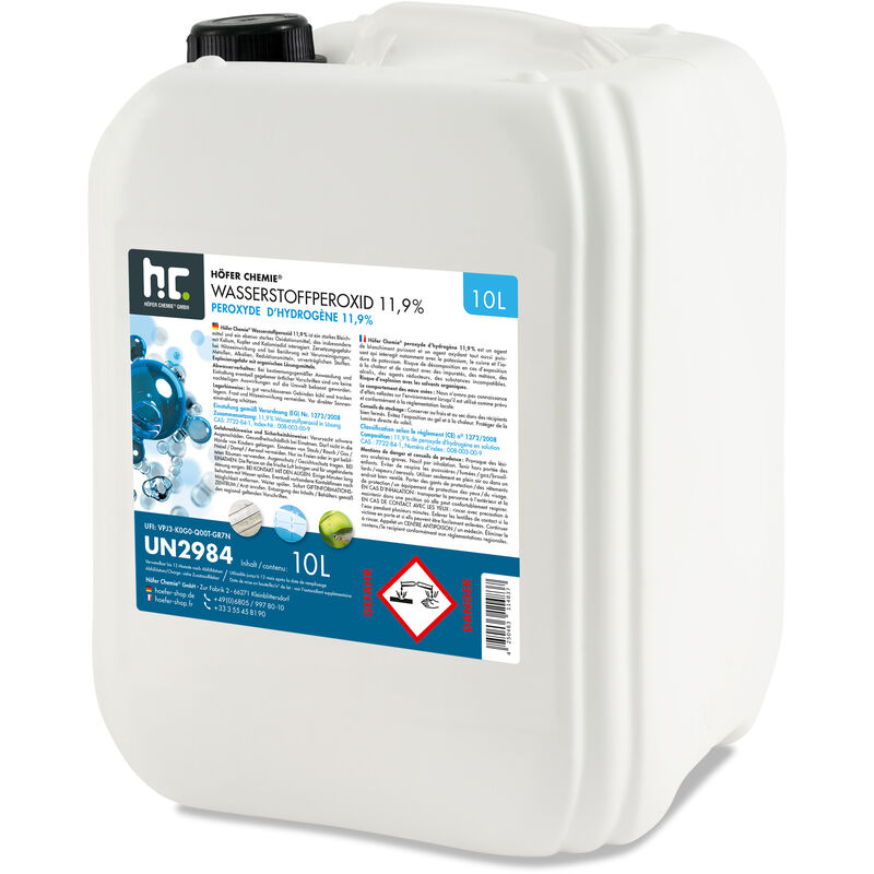 Höfer Chemie Gmbh - 1 x 10 Litre Péroxyde d'hydrogène 11,9 %