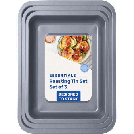 1 x 3 Piece (35cm, 31cm & 28cm) Stackable Roasting Tray Set (Set Of 3)