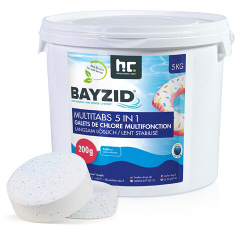 1 x 5 kg Bayzid Galets de chlore multifonction (200g)