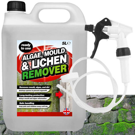1 x 5L Mould Algae & Lichen Remover Spray With Convenient Long Hose Trigger
