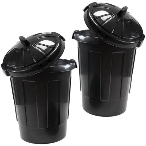 1 x 80L Eden Bin Extra Large Black Plastic Kitchen Garden Waste Storage Bin With Lid