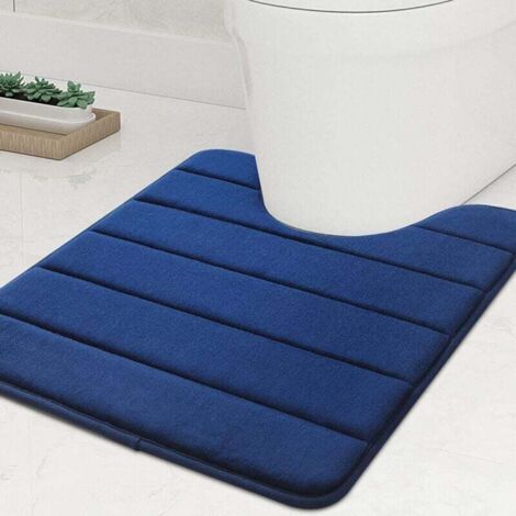 1 x Alfombra de baño de espuma viscoelástica, azul marino, 50 x 60 cm, base antideslizante, suave y absorbente, apta para inodoro y baño, espuma viscoelástica