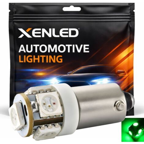 1 x AMPOULE 5 LED VERT - T4W BA9S - 12V plafonnier LED