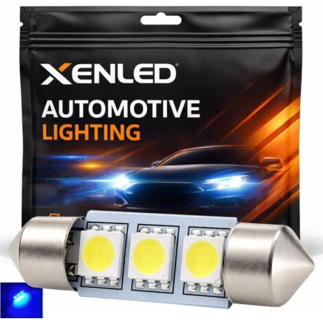 1 x AMPOULE C10W - 3 LEDS BLEU anti-erreur - Navette 42mm 12V Lampe de plafonnier