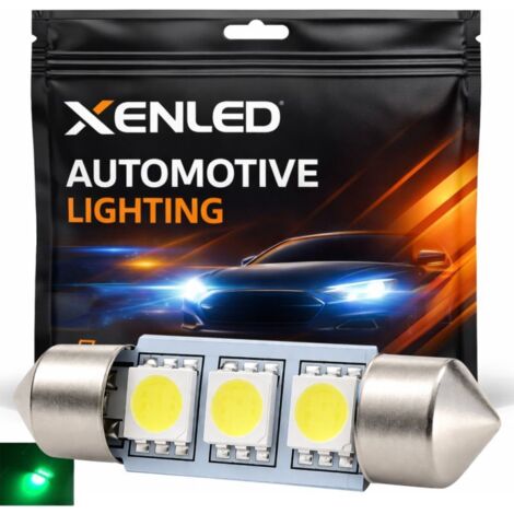 1 x AMPOULE C10W - 3 LEDS VERT anti-erreur - Navette 42mm - ampoule de plafonnier LED sans erreur au tableau de bord
