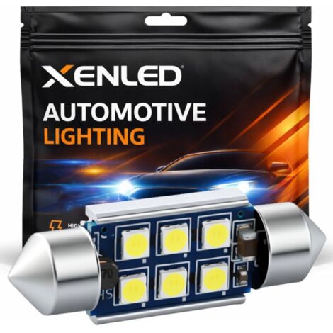 1 x AMPOULE C10W 6-LED Super Canbus 450Lms XENLED - GOLD - 12V BLANC