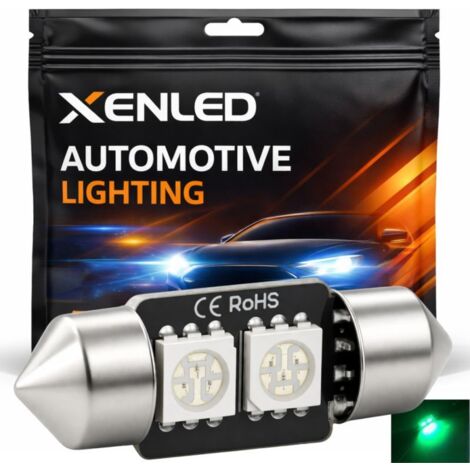 1 x AMPOULE C3W - 2 LEDS VERT anti-erreur - Navette 31mm - Plafonnier LED