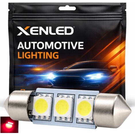 1 x AMPOULE C5W C7W - 3 LEDS ROUGE anti-erreur - Navette 37mm 12V