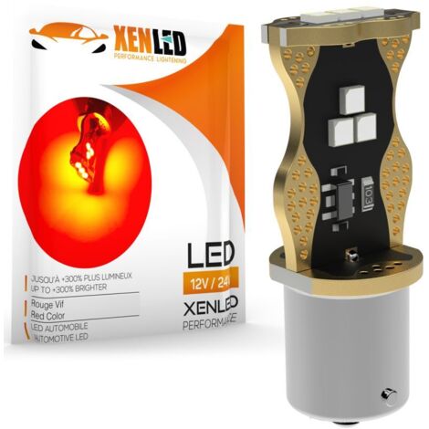 1 x AMPOULE P21W LED Canbus 270Lms XENLED - ROUGE - 1156 BA15S - 9/24Vdc Sans erreur OBC