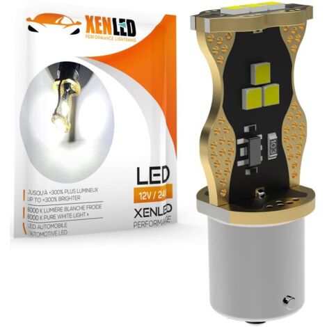 1 x AMPOULE P21W LED Canbus 570Lms XENLED - BLANC PUR - 1156 BA15S - 9/24Vdc Sans erreur OBC