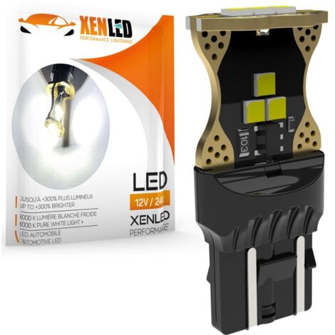 1 x AMPOULE W21W LED Canbus 570Lms XENLED - BLANC PUR - 7440 T20 - 9/24Vdc Sans erreur OBC